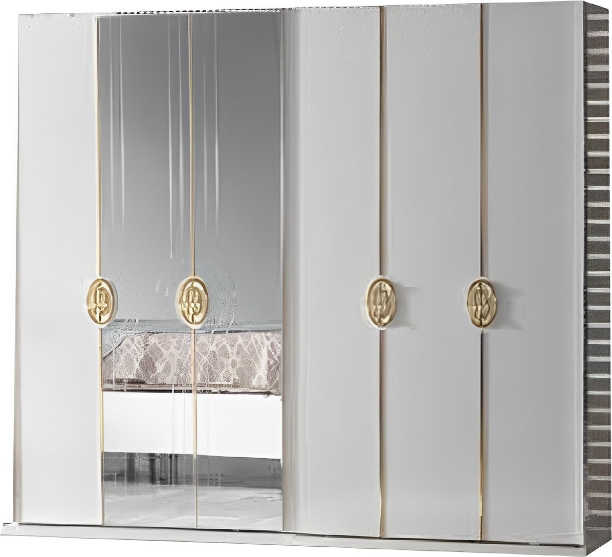 Moderne witte kledingkast met spiegel voor de slaapkamer