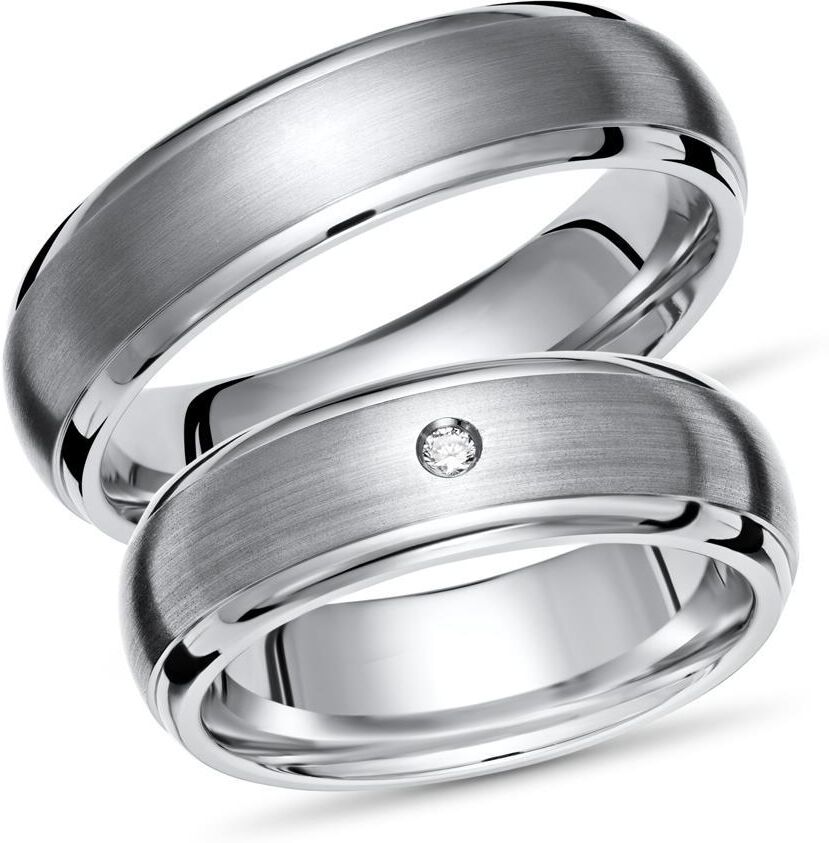Unique Trauringe Titan Eheringe Brillant Gravur silber