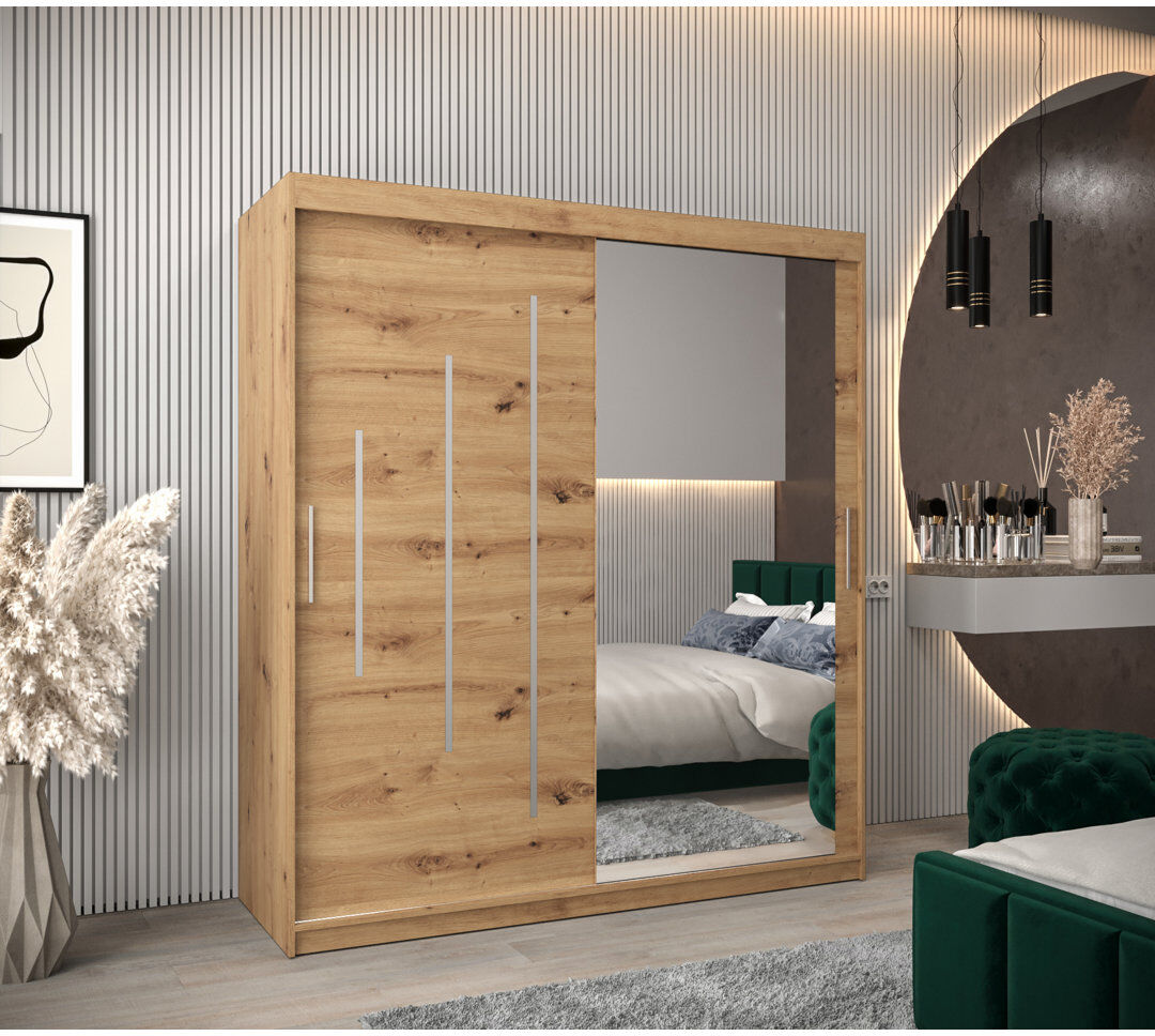 Brayden Studio Arthel 2 Door Wardrobe Artisan Oak 180cm W X 62cm D