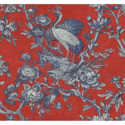 Seabrook Designs Alice Crane Toile Unpasted Wallpaper