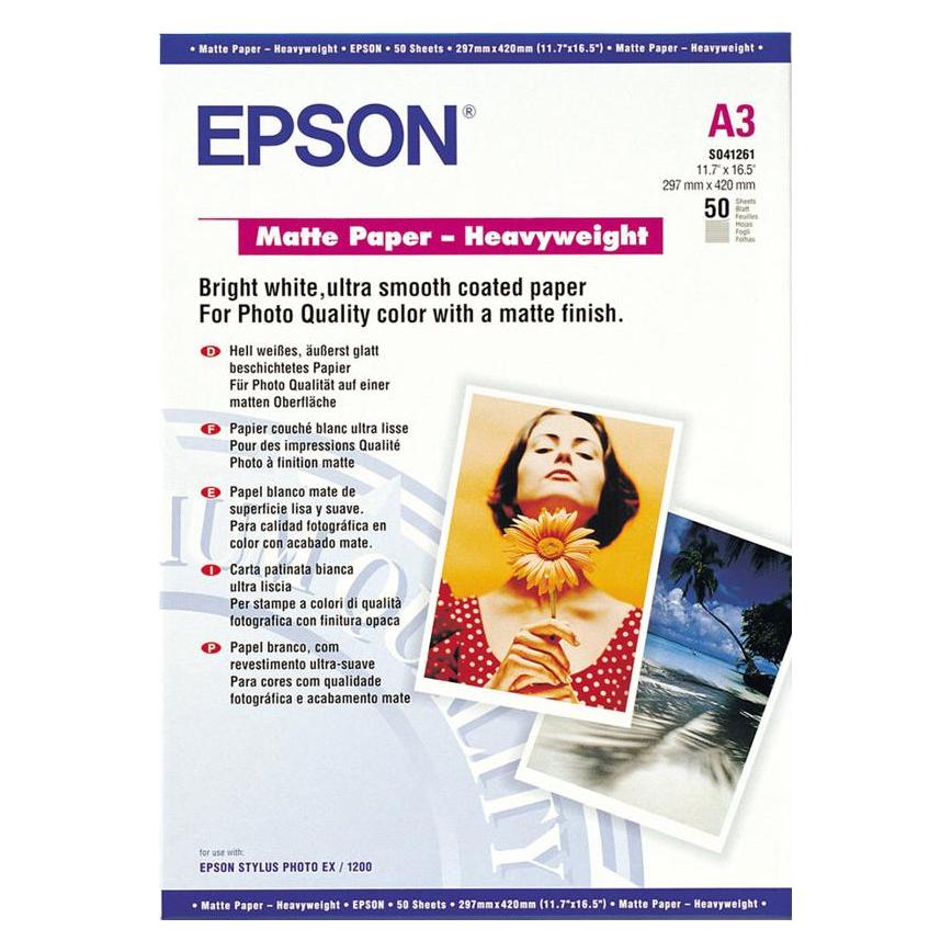 Epson Paper Heavy Weight, 50 Blatt (167 g/m², A3, 50 Stk.) (C13S041261)