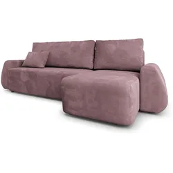 ECKSOFA GALVIS Lila Velours-Stoff mit Schlaffunktion