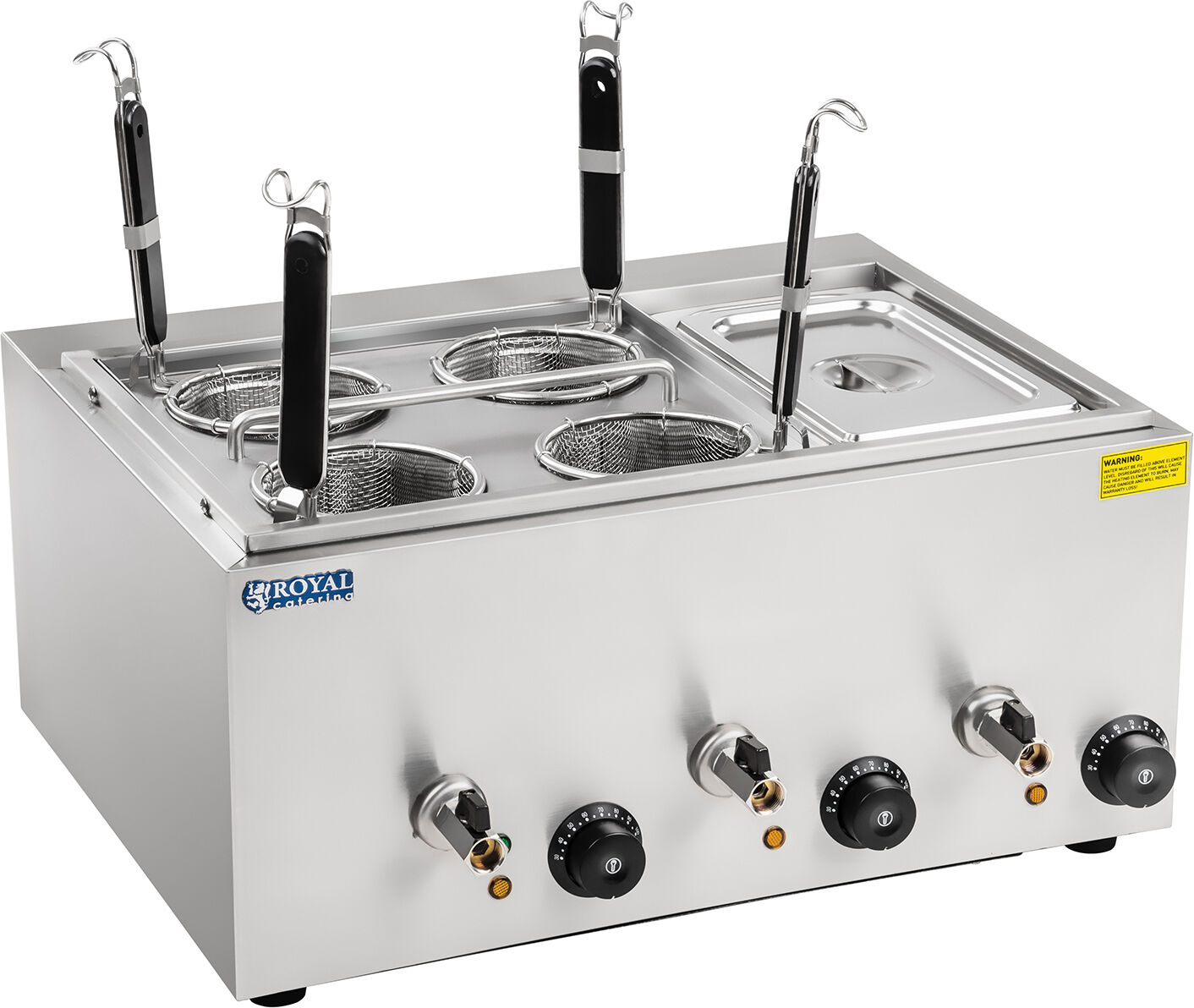 Royal Catering Pastakoger med 4 kurve og GN-beholder (GN 1/3) RCNK-4-GN