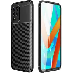 Screenguard Realme 8 5G Hülle Carbon Design TPU Case (Realme 8 5G), Smartphone Hülle, Schwarz