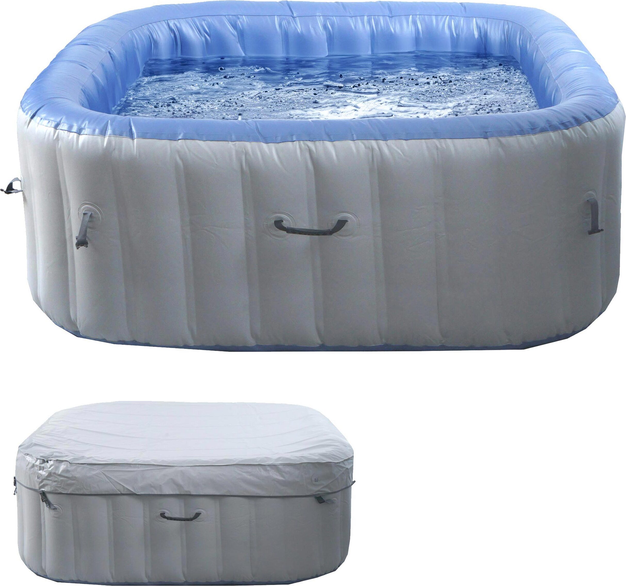 Whirlpool MCW-N97, Ersatz-Pool 5 Personen, In-/Outdoor aufblasbar PVC laminiert, eckig 180cm, grau-blau
