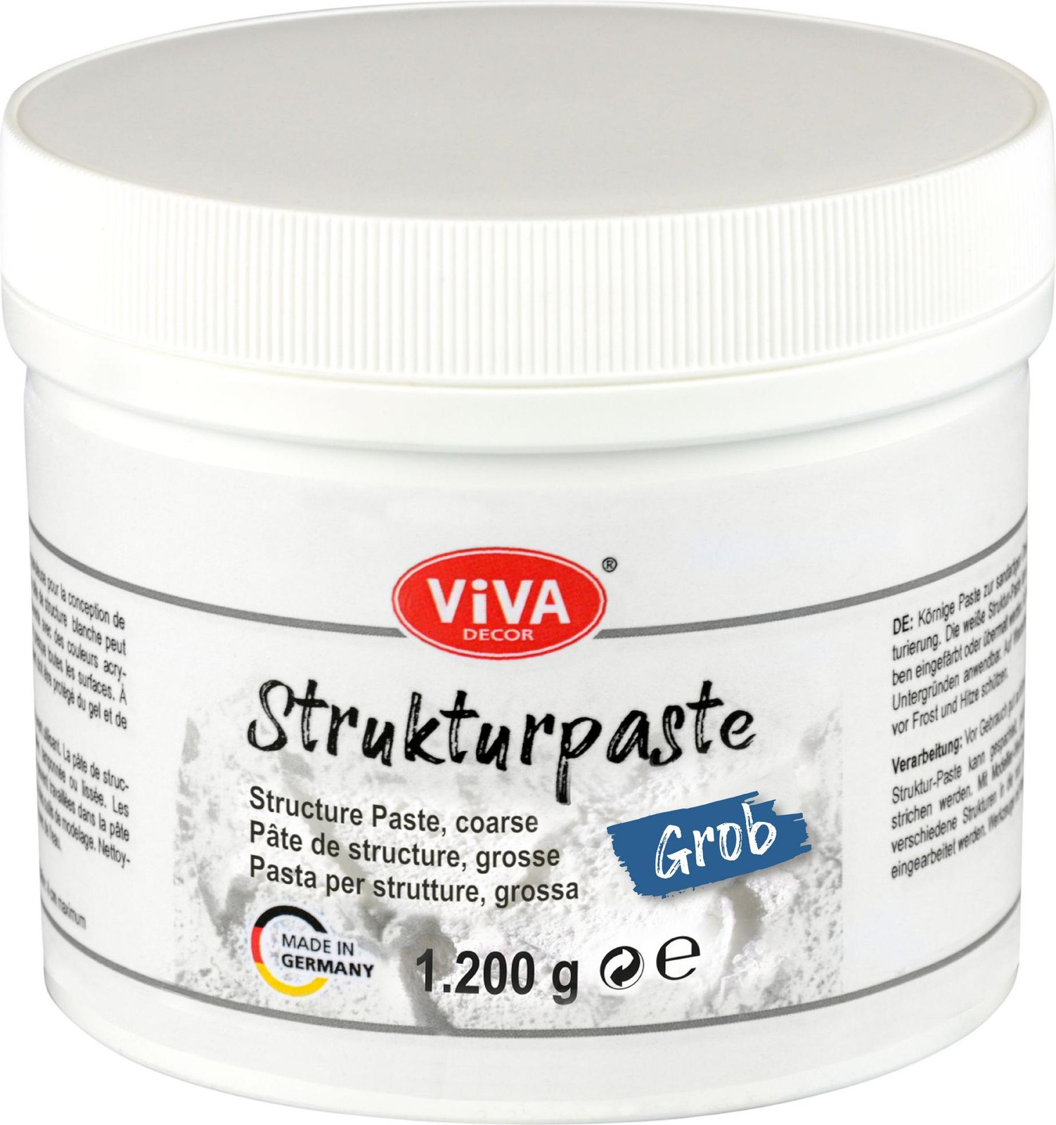 Viva Decor Structuurpasta, grof, wit, 1.200 gram