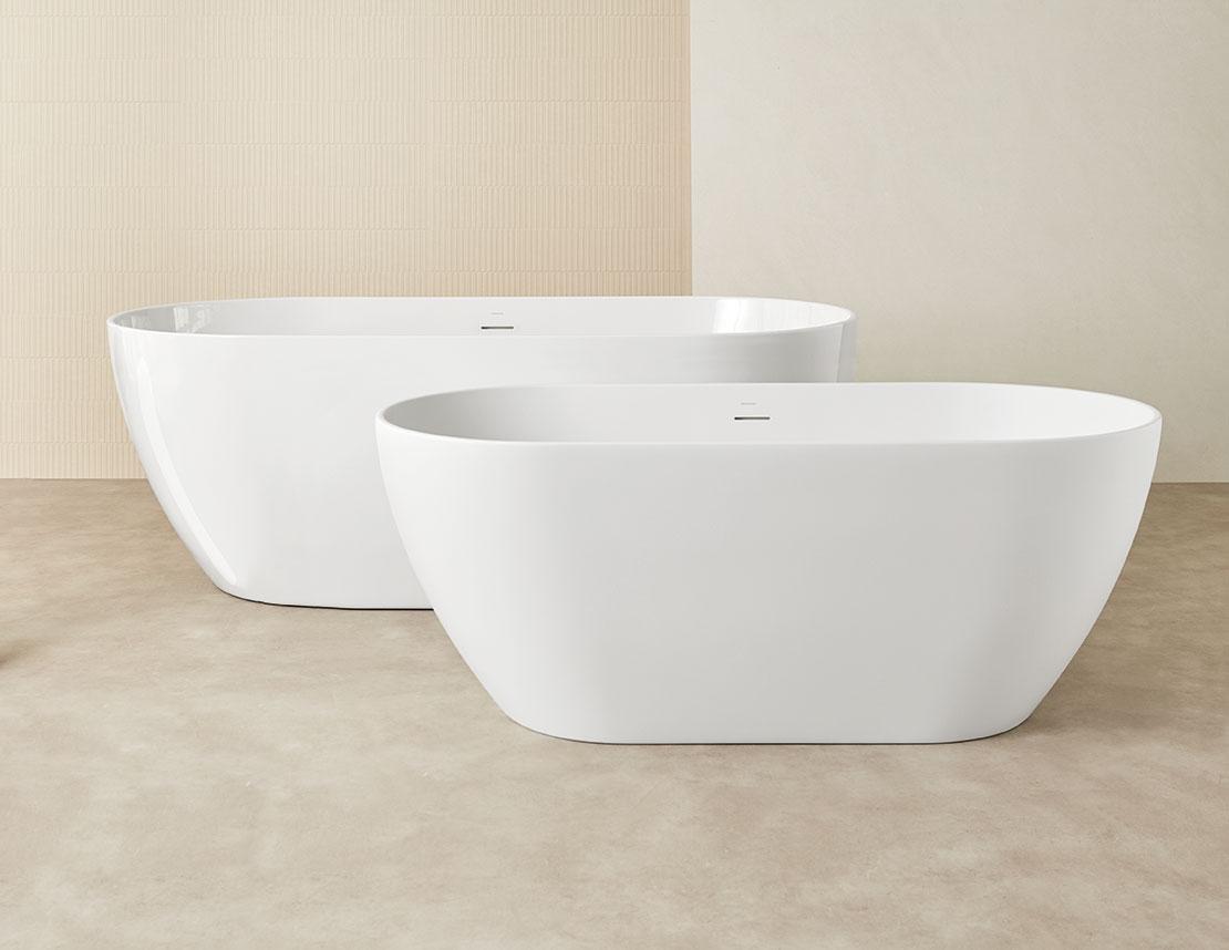 SANYCCES TRENTO Freistehende Badewanne aus Acryl 150 x 75 x 57 h Innenraum weiß glanz & Außenkörper RAL
