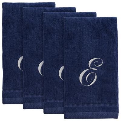 Creative Labs Monogrammed Navy Blue Towels Fingertip Embroidered with Initials