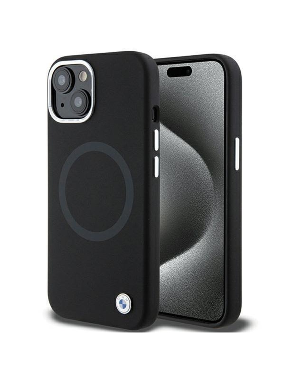BMW Signature Liquid Silicone MagSafe case for iPhone 15 - black