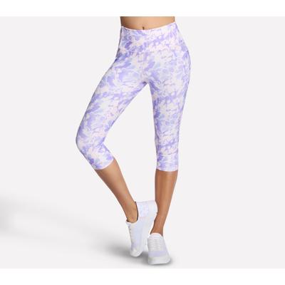 Caprileggings SKECHERS "GOFLEX PRINTED HW CAPRI", Damen, Gr. XS (34), N-Gr, lila (coastal breeze), Obermaterial: 88% Nylon, 12% Elasthan, Hosen, sportlicher Stil, für sportliche Aktivitäten und Fitness