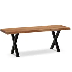 SITZBANK – Akazie/Massivholz/Metall, 120x40x45,5 cm, Baumkante, ohne Lehne