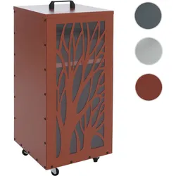 Pelletbehälter HWC-Q30 Bäume, Pelletbox Aufbewahrungsbox für z.B. Tierfutter, Rollen Füße 86x36x36cm ~ kupferfarben