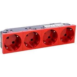 Legrand 077274 45° Schutzko-Steckdosen, 4-fach (8 Module), Farbe: rot