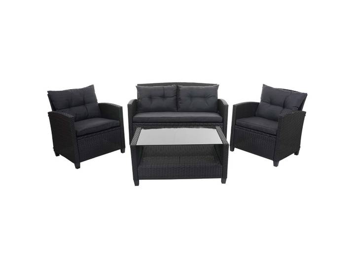 XXL POLY-RATTAN GARNITUR 4-TLG Anthrazit