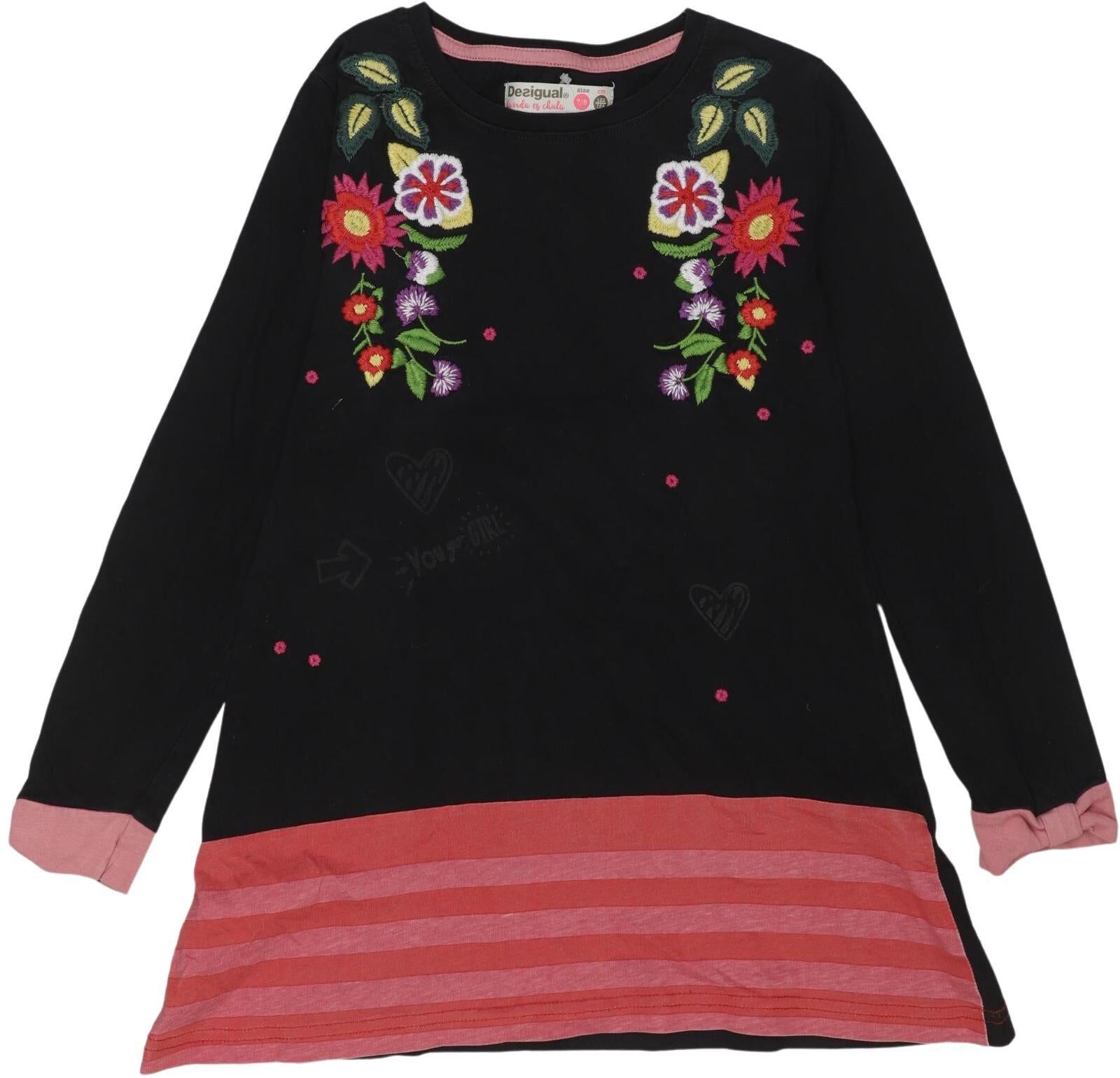 Desigual Mädchen Langarmshirt, Schwarz, Gr. EU 122 (EU 122/128), Baumwolle - Second Hand
