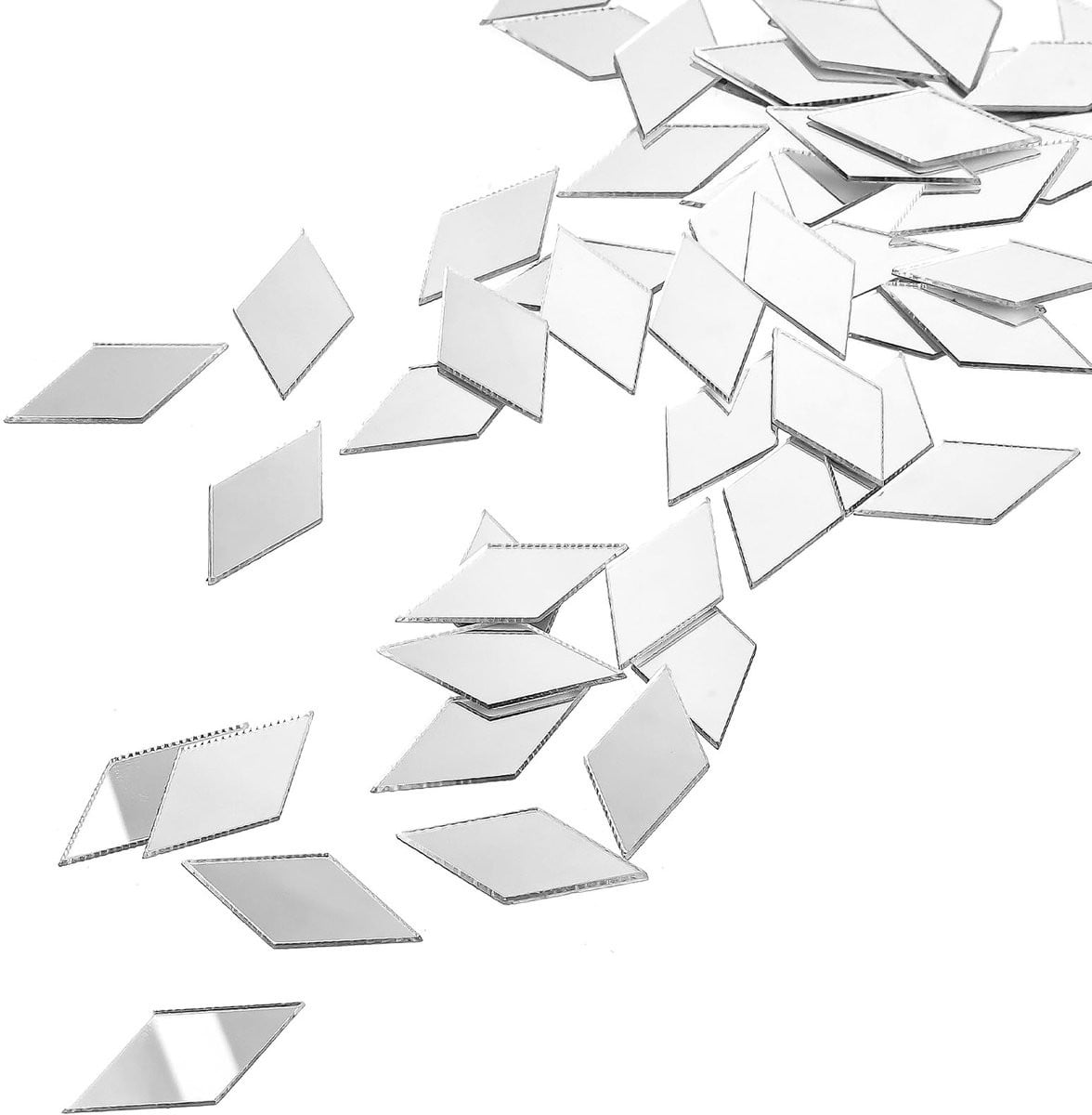 Dailygoods 300 stuks zelfklevende mini acryl rhombus spiegels voor DIY wanddecoratie