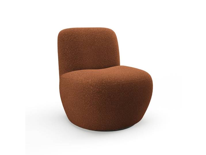 Fauteuil de salon pivotant en tissu bouclette terracotta