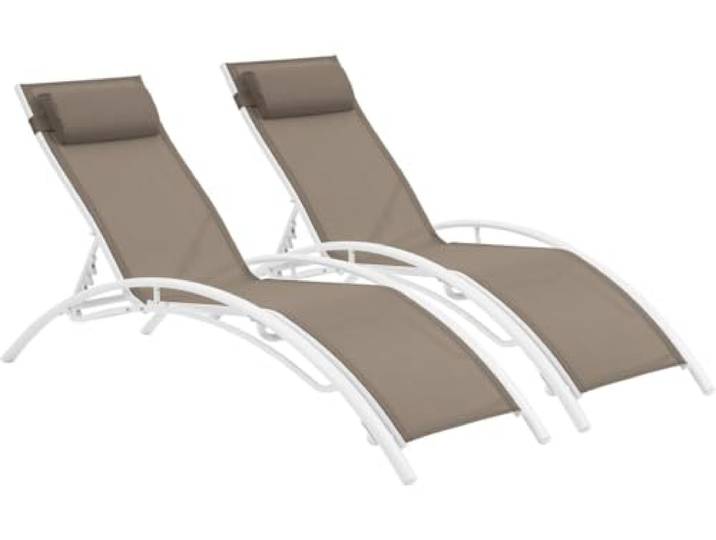 Sonnenliege aus Aluminium Beauty - Phoenix - Taupe - 2er-Set