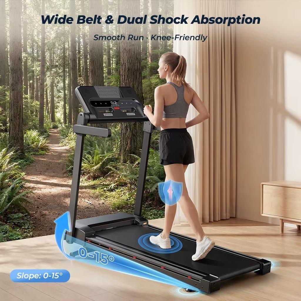 Laufband - FT54 - Automatische Steigung 15 % - Geschwindigkeit 1-14 km/h - Motor 1-3 HP - Lauffläche 40 × 100 cm - 12 voreingestellte Programme - LED-Display