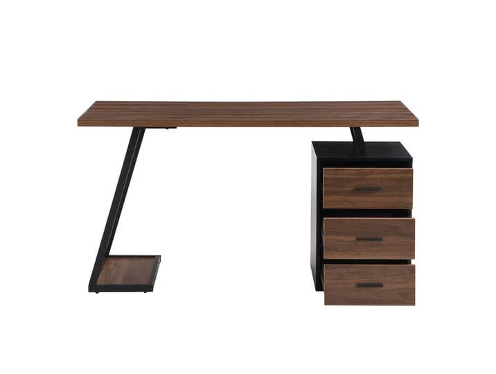 Gisaae Schreibtisch Industrial Design Bürotisch mit 3 Schubladen 138cm, Schwarz, 139x75x60 cm, Büromöbel, Schreibtische, Schreibtische