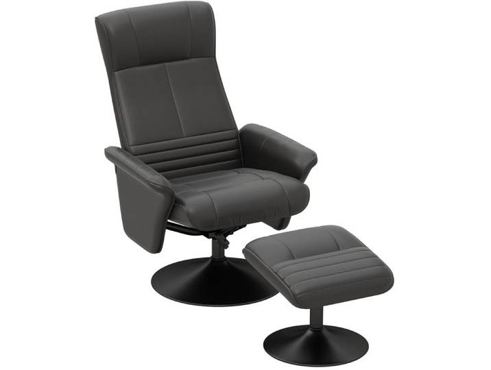 Fauteuil relax avec repose-pieds – fauteuil TV pivotant 360° – dossier inclinable 135° – noir