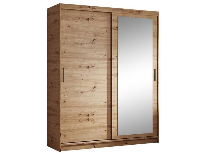 Beautysofa Kleiderschrank HELA (Schrank mit Spiegel, Breite: 100 cm, 120 cm oder 180 cm) Weiß, Schwarz oder Schwarz + Artisan
