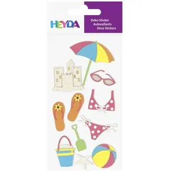6x Heyda, Sticker, Sticker-Etikett Strand 10 Stück bunt (10 Sticker)
