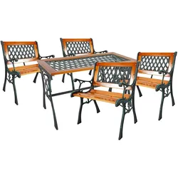 Mojawo, Gartentisch + Balkontisch, 5tlg Gartengarnitur Gartenmöbel Outdoormöbel Gusseisen Wetterfest (98 x 46 x 56 cm)