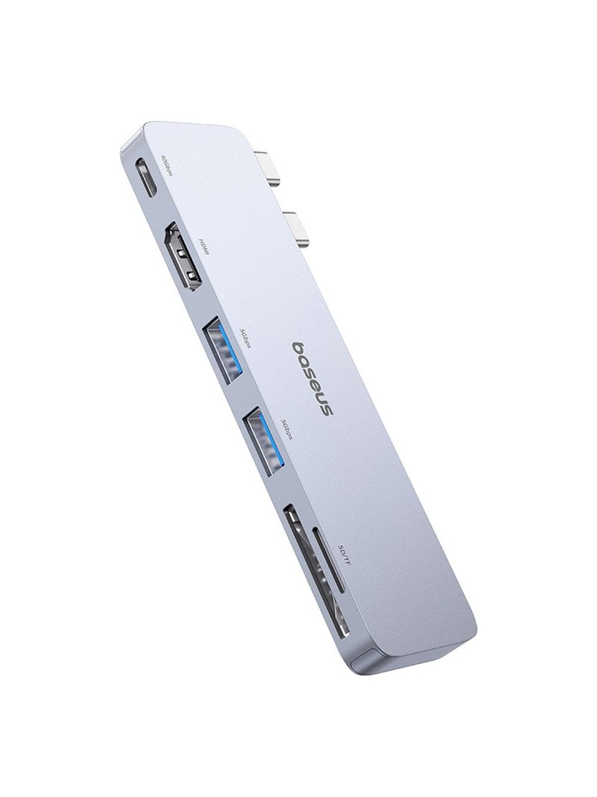Baseus UltraJoy Series 6-in-1 USB-C 40 Gb/s USB 3.0 HDMI 4K USB Hub with SD and microSD Reader - Gray USB-Hubs