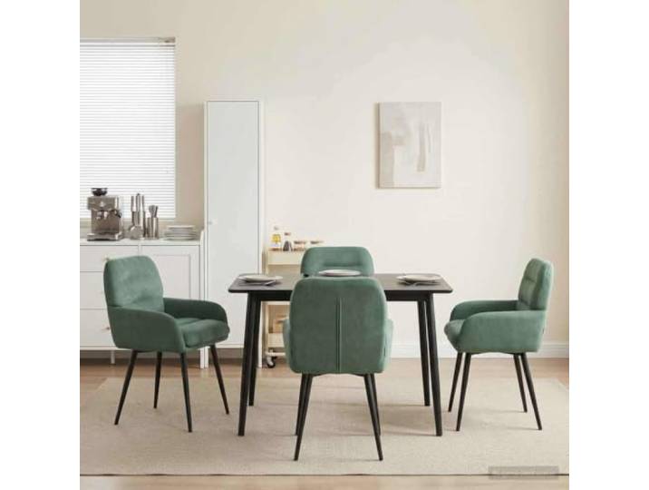 KGHFDVB 4er Set Esszimmerstühle Samt Meergrün 59x59,5x90 cm Metallrahmen, Schaumstoffpolsterung, Armlehnen, pflegeleicht, modernes Design