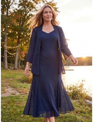Plus Size Women's Masquerade Beaded Dress Set by Catherines in Mariner Navy (Size 16 WP)