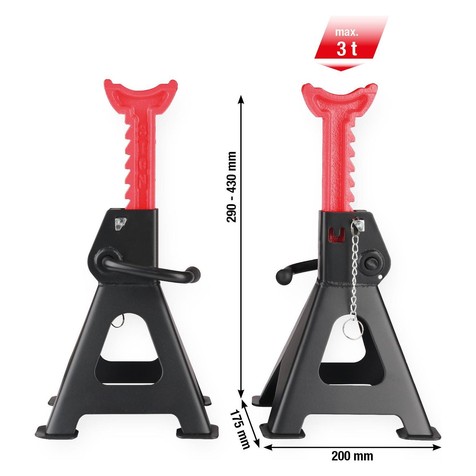 KS Tools performance Stahl-Unterstellbock mit Schnellverstellung, 3000 kg, paarweise (3000 kg) (160.1250)