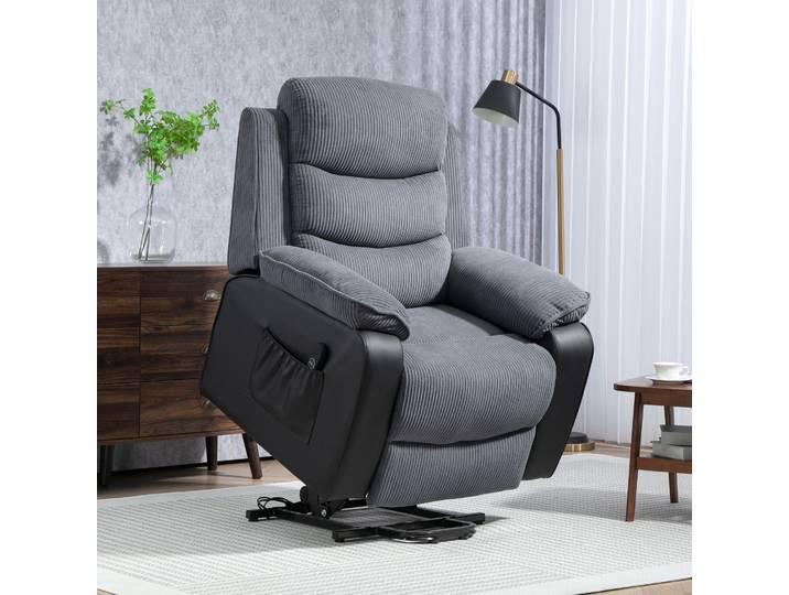 HOMCOM Fauteuil Releveur Électrique Velours Inclinable Gris