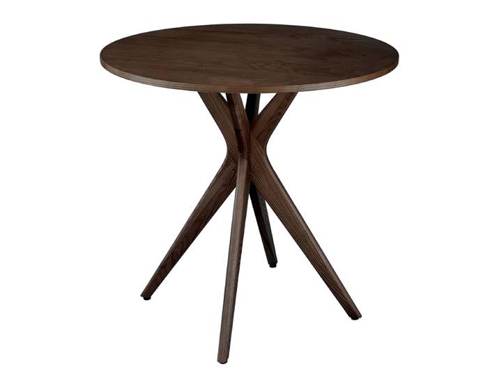 Table ronde plaquée Lynda Ø 70cm Marron/Placage noyer véritable