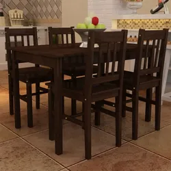 vidaXL Esstisch Holztisch mit 4 Holzstühlen Esszimmerset braun