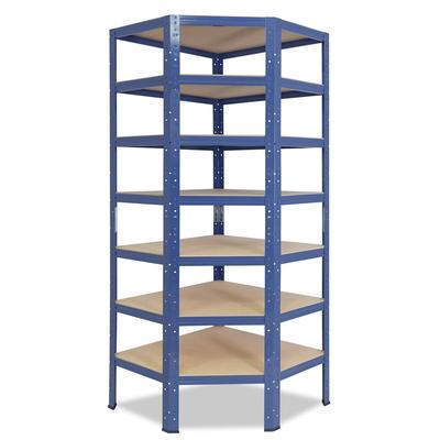 shelfplaza HOME 230x80x50 cm Eckregal in blau mit 7 Böden und 125 kg Traglast pro Boden