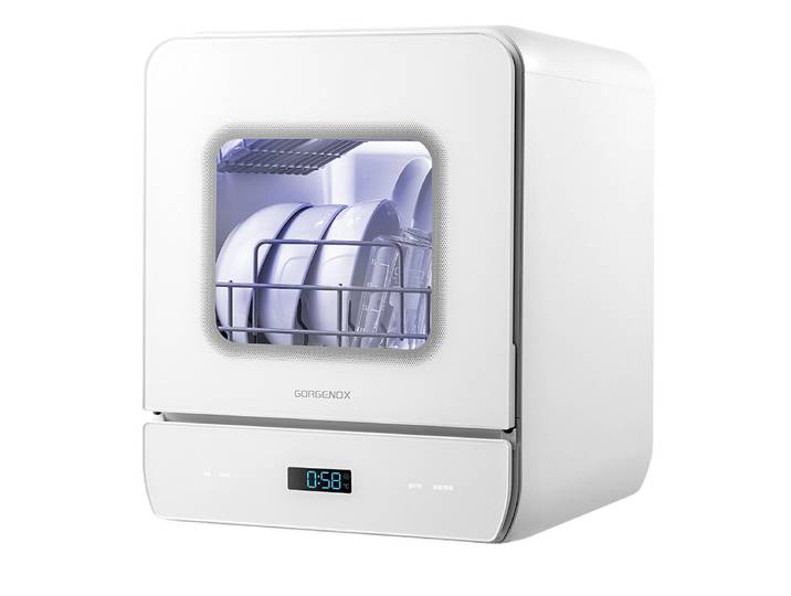 GORGENOX Lave-vaisselle domestique de table, Capacité 3 couverts, Adapté aux bébés et aux mamans, 4-en-1 (Lavage, Désinfection, Séchage et Rangement), Système compact d'adoucissement de l'eau, Séchage à l'air chaud, Stérilisation UV, Modèle : DW5-D40A