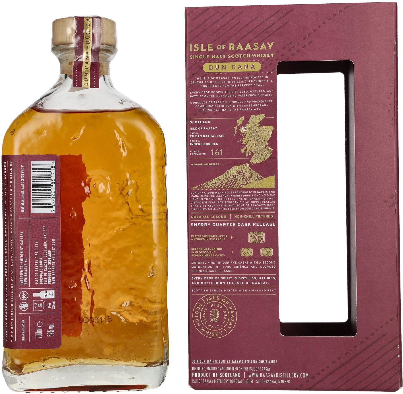 Isle of RAASAY Dùn Cana Second Edition Sherry Quarter Cask Single Malt Limited Release 52% Vol. 0,7l in Geschenkbox