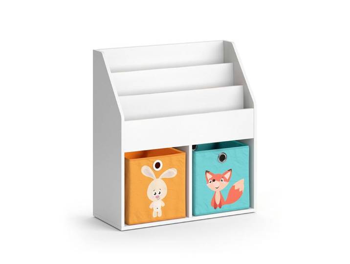 Bibliothèque enfant Luigi 72x79cm avec 2 boxes pliants opt.1 Blanc Vicco 36212