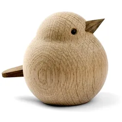 Holztier Mama Spatz Dekofigur - Nachhaltig gefertigt 7,3 x 9 x 8 cm Eiche natur