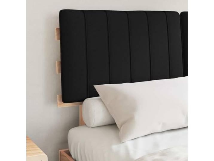 KTHLBRH Doppelbett 135 x 190 cm, Schwarz, Kiefer massiv Gepolstertes Kopfteil mit Lattenrost, einfache Reinigung, einfache Montage