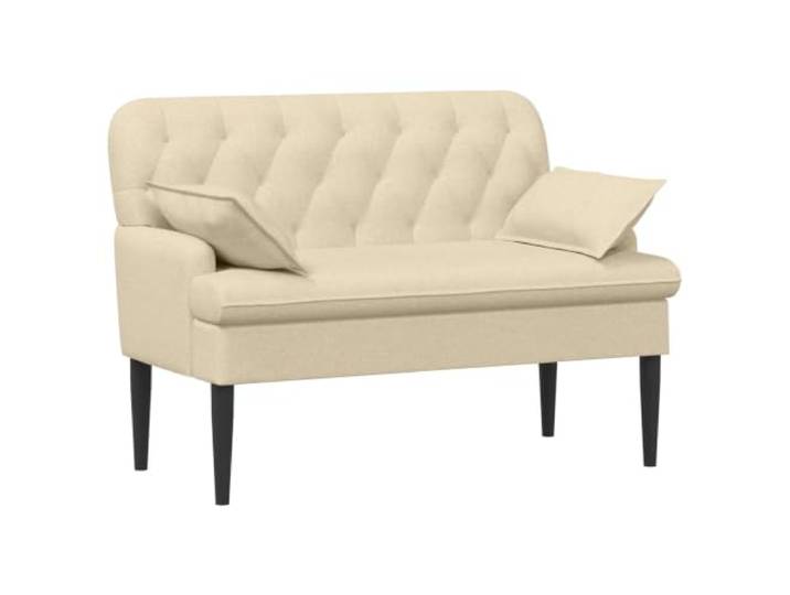 VIHHQGC Loveseat mit Knopfheftung Creme 111 x 68 x 80 cm Stoff 100% Polyester-Velours, Gummibaumbeine, Holzrahmen, abnehmbare Kissen, Schaumstoffpolsterung
