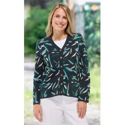 Baumwoll-Strickjacke in Jacquard marine in Größe 44/46 von DW-Shop, Marine, 44/46