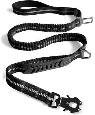 Quick Pick Pro TitanGuard Tactical Bungee Dog Leash With Car Seatbelt For Large Dogs black
