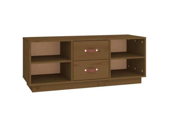LMTYOENFG TV-Schrank Honigbraun 100x34x40 cm Massivholz Kiefer Rustikales Lowboard aus Naturholz mit offenem Fächerdesign für Fernseher und Mediengeräte im Wohnzimmer oder Flur.