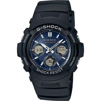 Funkchronograph CASIO G-SHOCK, schwarz (dunkelblau, schwarz, blau), Armbanduhren, Herren, schwarz, Solaruhr, Armbanduhr,Herrenuhr,digital bis 20 bar wasserd.Resinarmband