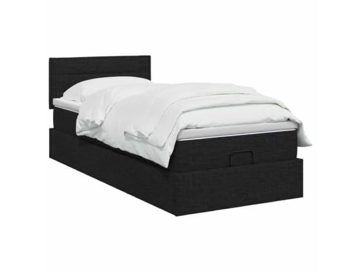 PUGYNBK Osmanisches Bett mit Matratze und Kopfteil, Schwarz, 90 x 190 cm Erhöhte Lagerung, Stahl- und Holzrahmen, Lattenrost, weicher Topper