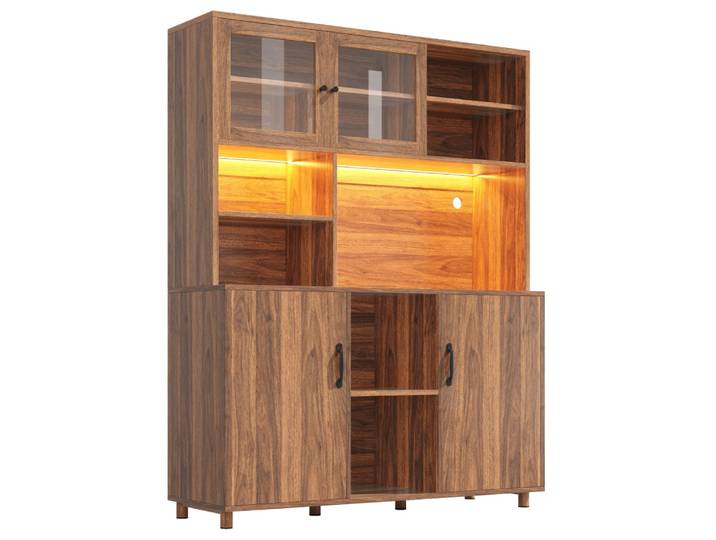 Buffet haut avec éclairage LED et portes vitrées
