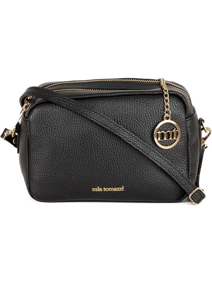 Mia Tomazzi Leder-Umhängetasche "Astolfo" in Schwarz - (B)23 x (H)16 x (T)11 cm - onesize
