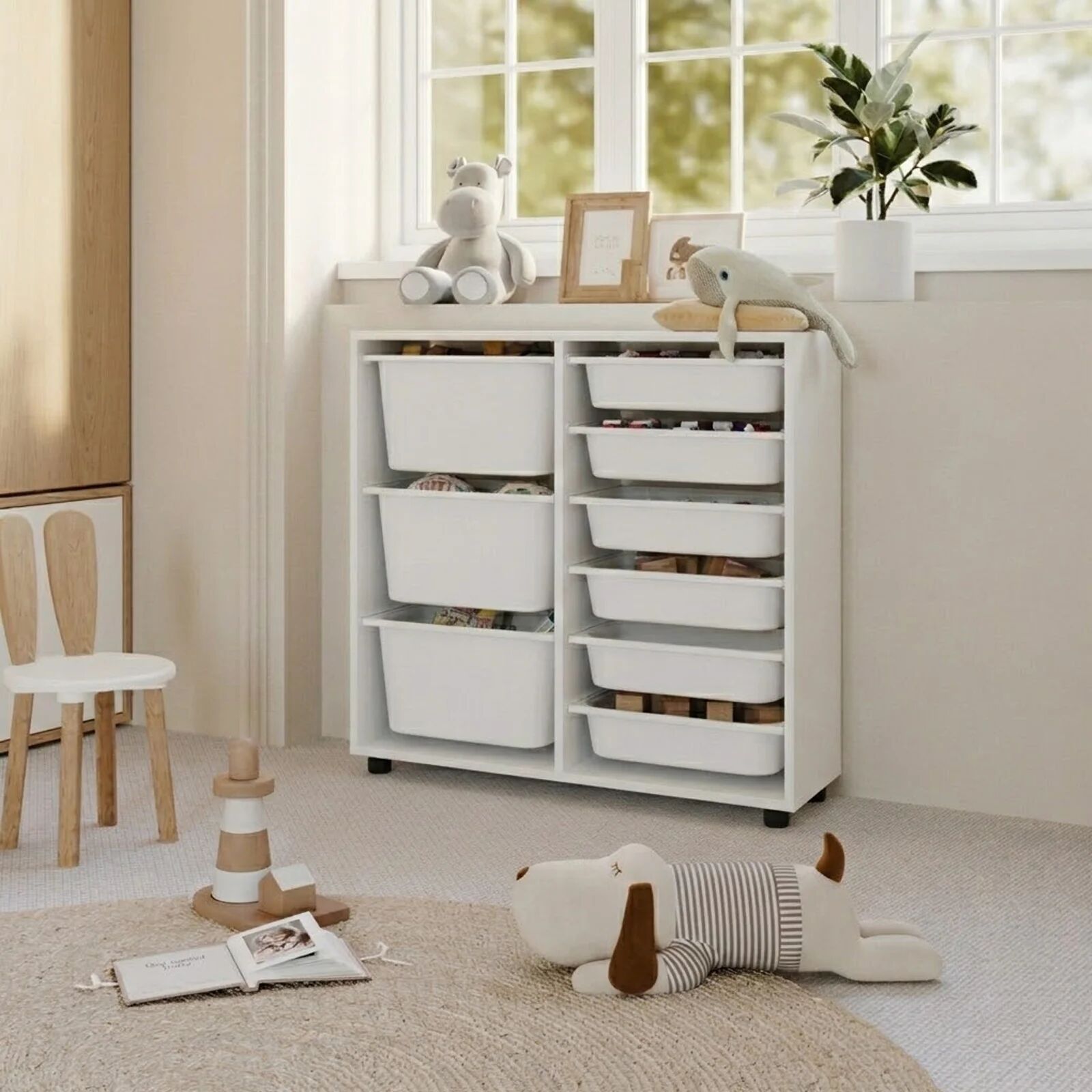 garneroarredamenti Mobile portagiochi 89x85h cm cassettiera multiuso bianco Fast Concordia